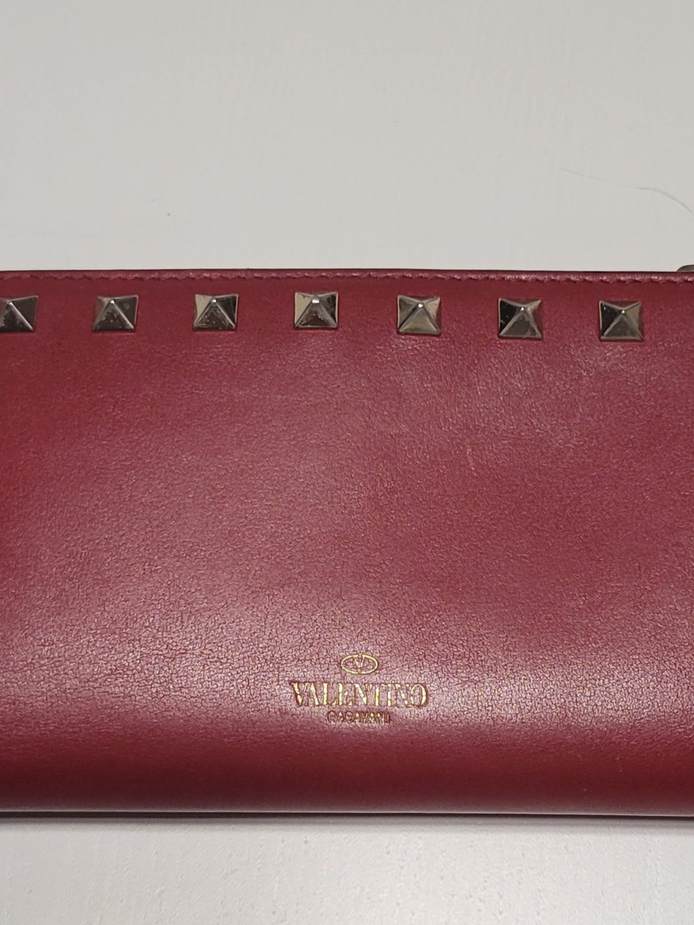 Valentino Garavani Red Rockstud Leather Clutch